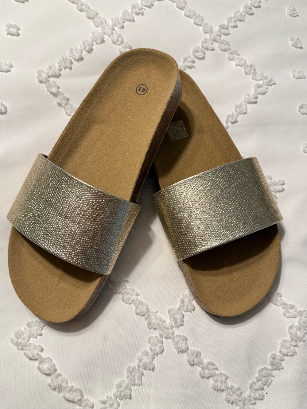 SHEIN Metallic Gold Slide Sandals